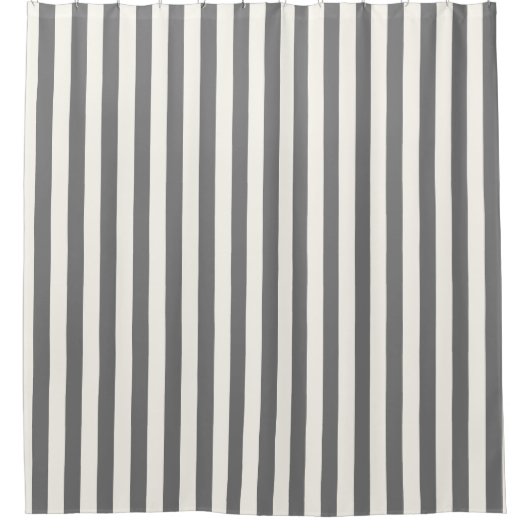 Preppy grijs en wit gestreepte geometrische patroo douchegordijn (Voorkant)