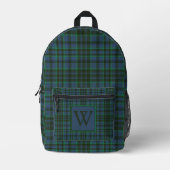 Preppy groen en blauw geplakt monogram bedrukte rugzak (Voorkant)
