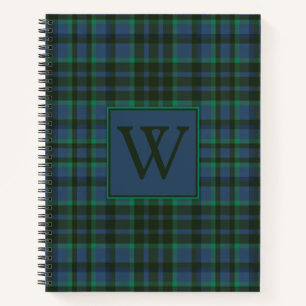 Preppy groen en blauw geplakt monogram notitieboek