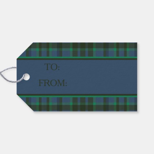 Preppy Groen en Blauw Plaid Cadeaulabel (Achterkant Horizontaal)