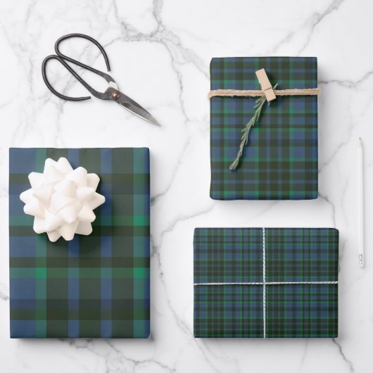 Preppy Groen en Blauw Plaid Inpakpapier Vel (Voorkant)