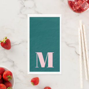Preppy Groene en Roze Monogram Partij Servet