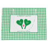 Preppy groene en roze trouwpickleball groot cadeauzakje (Voorkant)