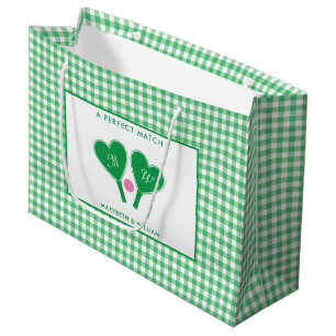 Preppy groene en roze trouwpickleball groot cadeauzakje