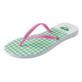 Preppy groene en roze trouwpickleball-sandalen teenslippers (Schuin)