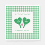 Preppy groene en roze trouwpickleball servet (Voorkant)
