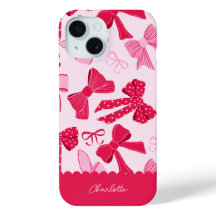 Preppy Hand Getekende Coquette Roze Rode Strikken