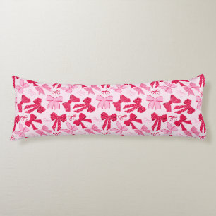 Preppy Hand Getekende Coquette Roze Rode Strikken Lichaamskussen