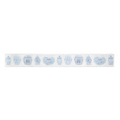 Preppy handgeschilderde blauwe en witte gember pot lint (Voorkant)