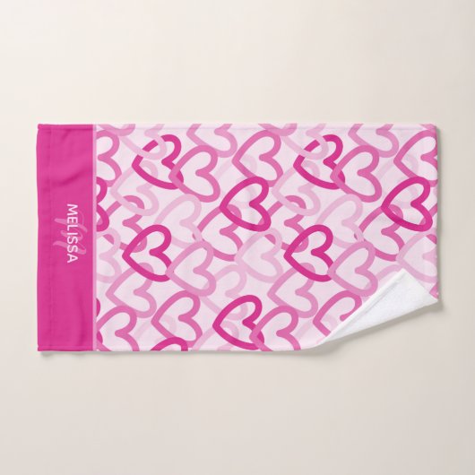 Preppy Hearts Pink (Serviette à main)