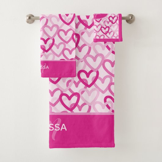 Preppy Hearts Pink Bad Handdoek (Insitu)
