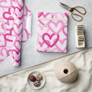 Preppy Hearts Pink Cadeaupapier