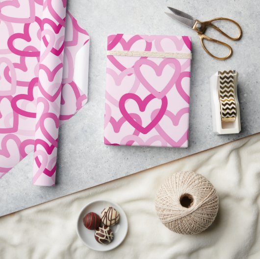 Preppy Hearts Pink Cadeaupapier (Crafts)