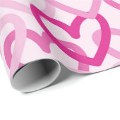 Preppy Hearts Pink Cadeaupapier (Rol Hoek)