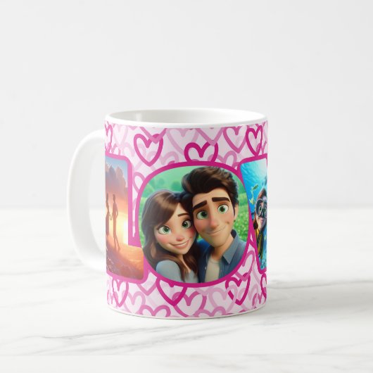 Preppy Hearts Pink - LOVE Koffiemok (Voorkant links)