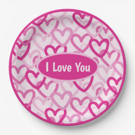 Preppy Hearts Pink Papieren Bordje