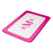 Preppy Heet Roze Elegant Minimaal Ingelijste Monog Badmat (Gekanteld)