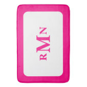 Preppy Heet Roze Elegant Minimaal Ingelijste Monog Badmat (Voorkant Verticaal)