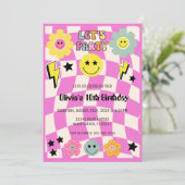 Preppy Heet Roze Y2K Gelukkig Gezicht Partij Verja Kaart (Staand voorkant)