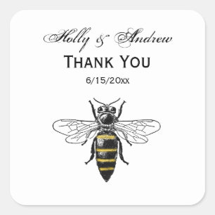 Preppy Heraldic  Bee #2 Wapenmunt C Vierkante Sticker