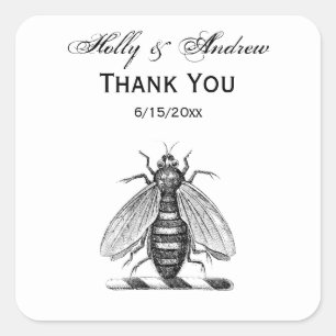 Preppy Heraldic bijenlaag van het wapenembleem Vierkante Sticker