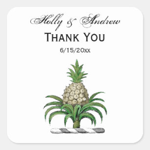 Preppy Heraldic Pineapple Coat of Arms Crest Vierkante Sticker