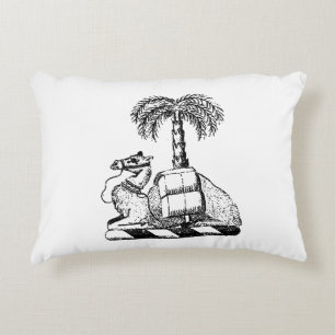 Preppy Heraldisch Kameel Palmboom Wapen Accent Kussen
