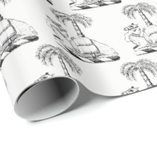 Preppy Heraldisch Kameel Palmboom Wapen Cadeaupapier