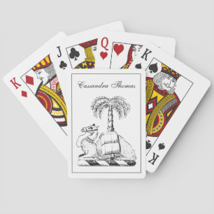 Preppy Heraldisch Kameel Palmboom Wapen Pokerkaarten