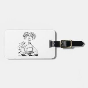 Preppy Heraldisch Kameel Palmboom Wapen Schild Bagagelabel
