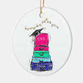 Preppy High School Afstuderen College Suitcase Keramisch Ornament (Links)
