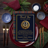 Preppy Hoefijzer Embleem Blauw Flat Dank u kaart