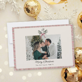 Preppy Holiday Card with Monogram and Family Photo