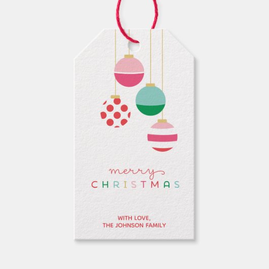 Preppy Holiday Ornament Personaliseer Kerstmis Cadeaulabel (Voorkant)