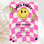 Preppy Hot Rose Y2K Smile Anniversaire Invitation