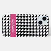 Preppy Houndstooth Pattern Black en Hot Pink Case-Mate iPhone Case (Achterkant (horizontaal))