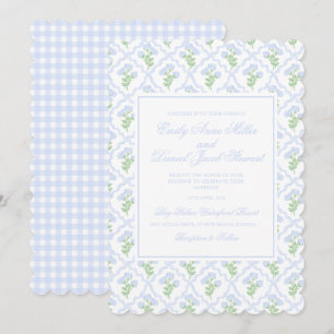 Preppy Hydrangea Waterverf Trellis Wedding Kaart