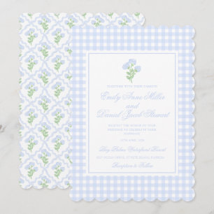 Preppy Hydrangea Waterverf Trellis Wedding Kaart