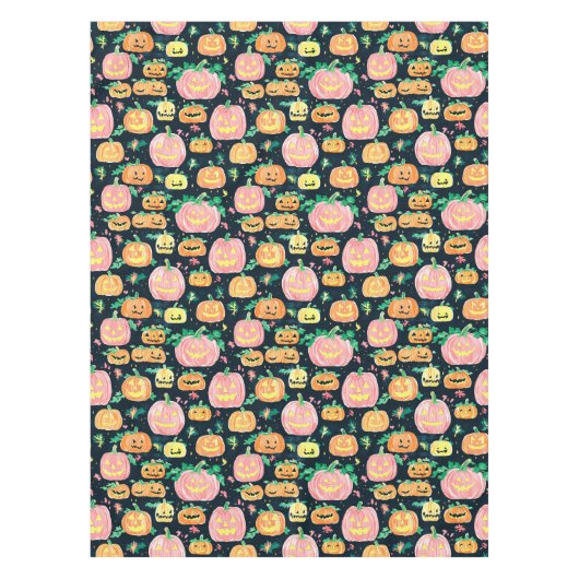 Preppy Jack-O’-Lantern Halloween Tafelkleed (Voorkant)