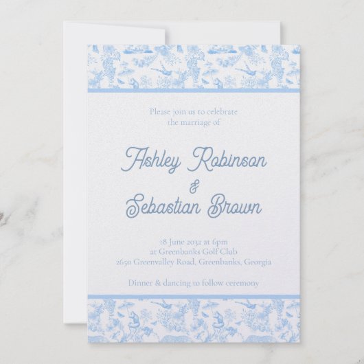 Preppy Jungle Chinoiserie Toile Faire-part de mari (Devant)