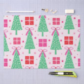 Preppy kerstbomen met roze strikken en geschenkdoo tissuepapier (Craft)