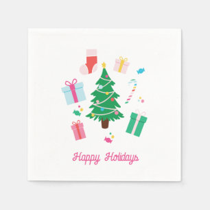 Preppy Kerstbomen Vakantie Servet