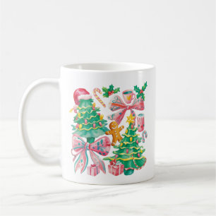 Preppy Kerstboom Strik Roze Blauw Coquette Koffiemok