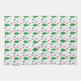 Preppy kerstboompatroon theedoek