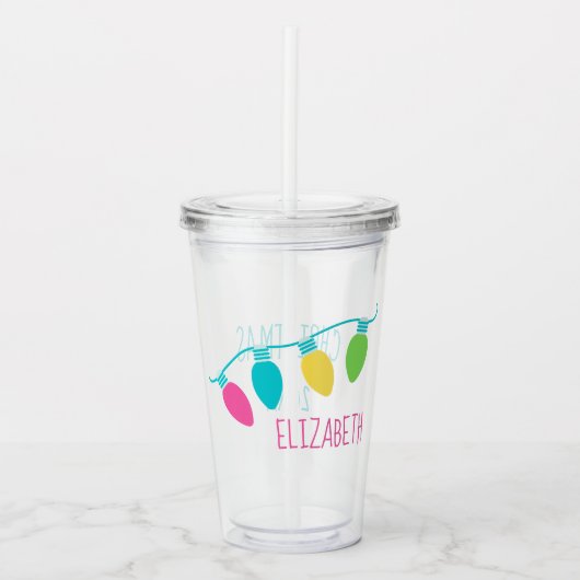 Preppy kerstlampjes op maat acryl drinkbeker (Voorkant)