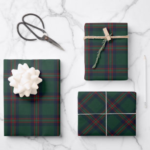 Preppy Kerstmis Donkergroen Geruit Inpakpapier Vel