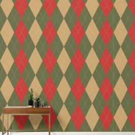 Preppy Klassieke Argyle Legergroen, Schuurrood & K Behang