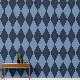 Preppy Klassieke Argyle Navy & Rookblauw Behang