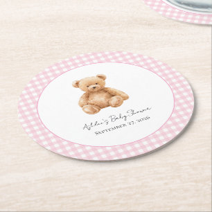 Preppy Klassieke Teddyshower Ronde Kartonnen Onderzetter