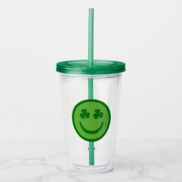 Preppy Klaver Gelukkig Gezicht Acryl Tumbler Drinkbeker